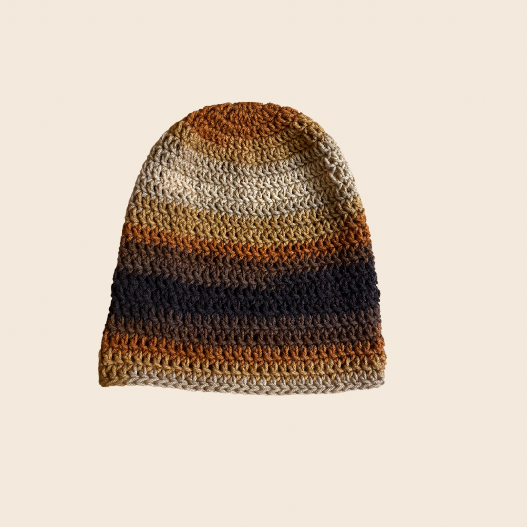 Latte Stripe Slouch Beanie